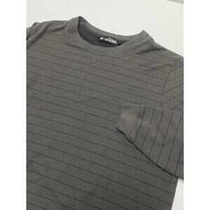 Travis Mathew Mens Long Sleeve T Shirt Size Medium Gray Black Stripes Great Cond